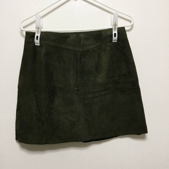 Zara Green Suede Zip Mini Skirt - Picture 1 of 7